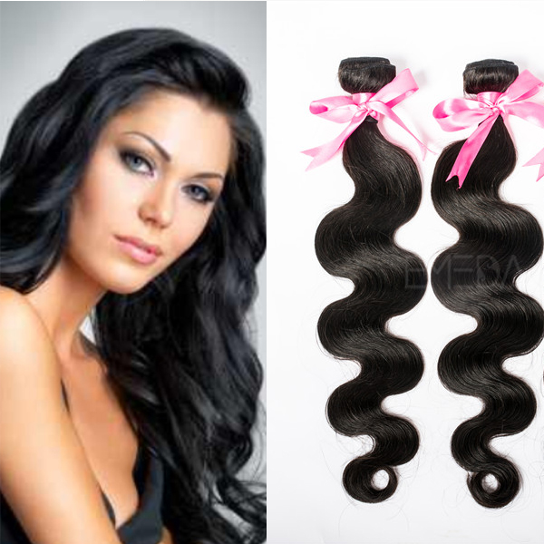 Grade 7A Body wave natural black color virgin brazilian remy hair extensions YJ